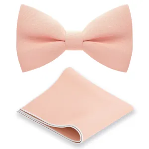 Light Peach Bow Tie with Handkerchief Set