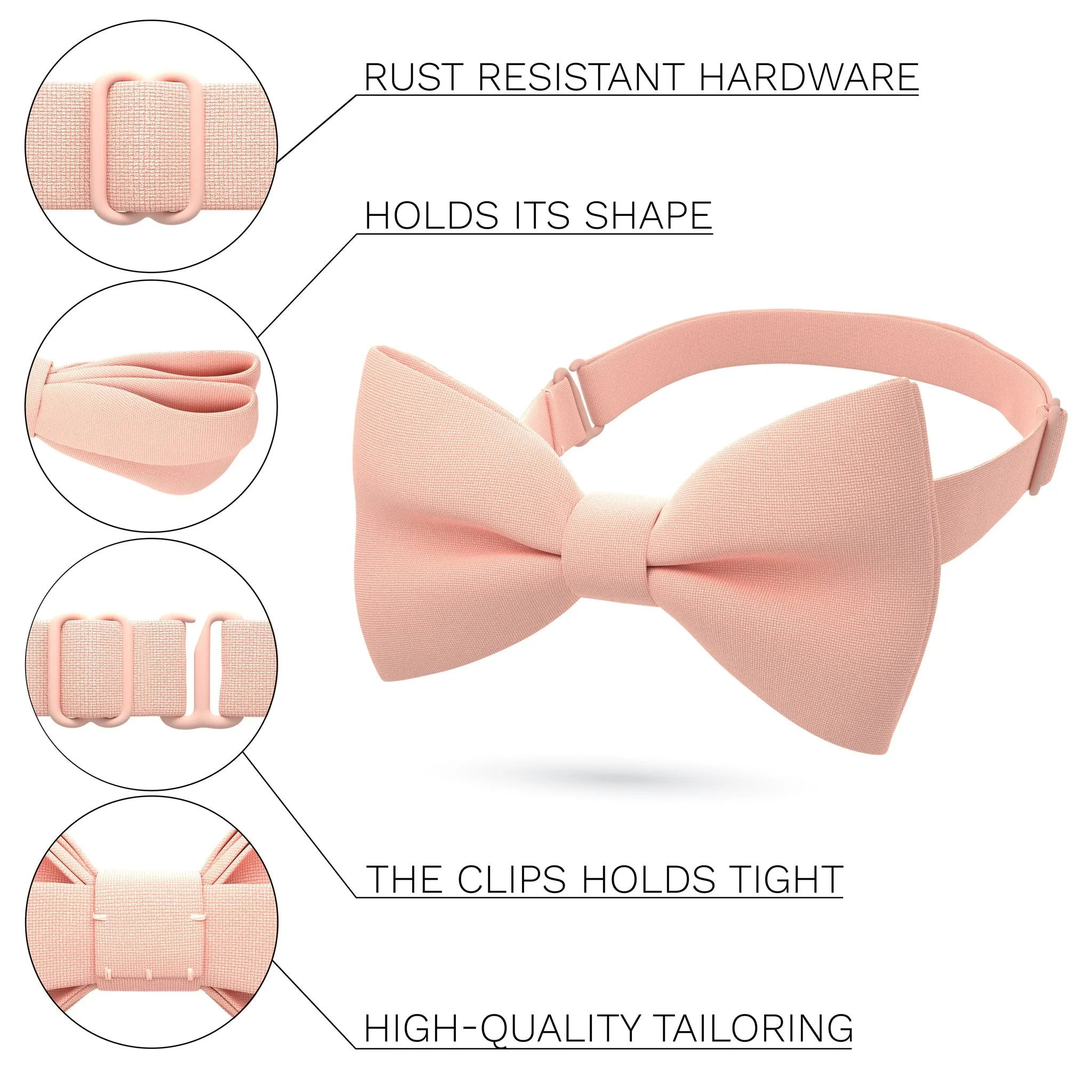 Light Peach Bow Tie with Handkerchief Set