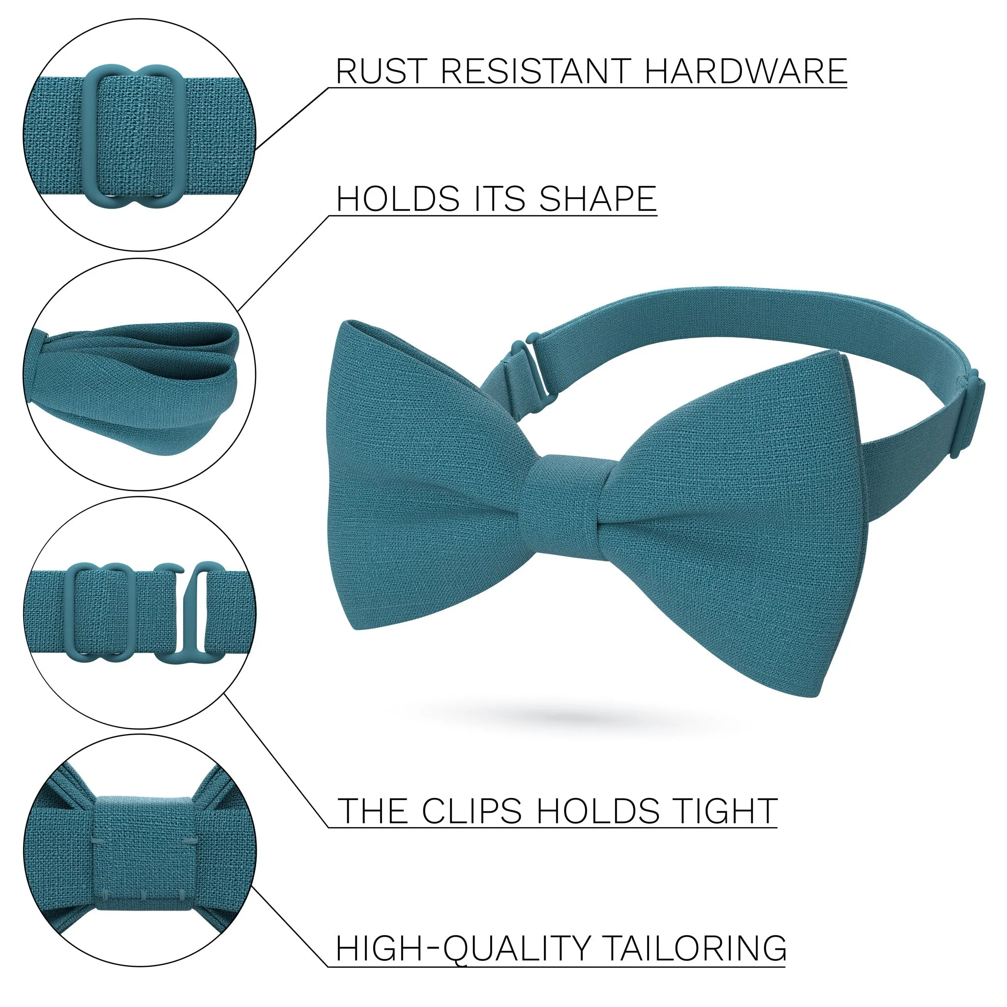 Linen Pine Blue Bow Tie