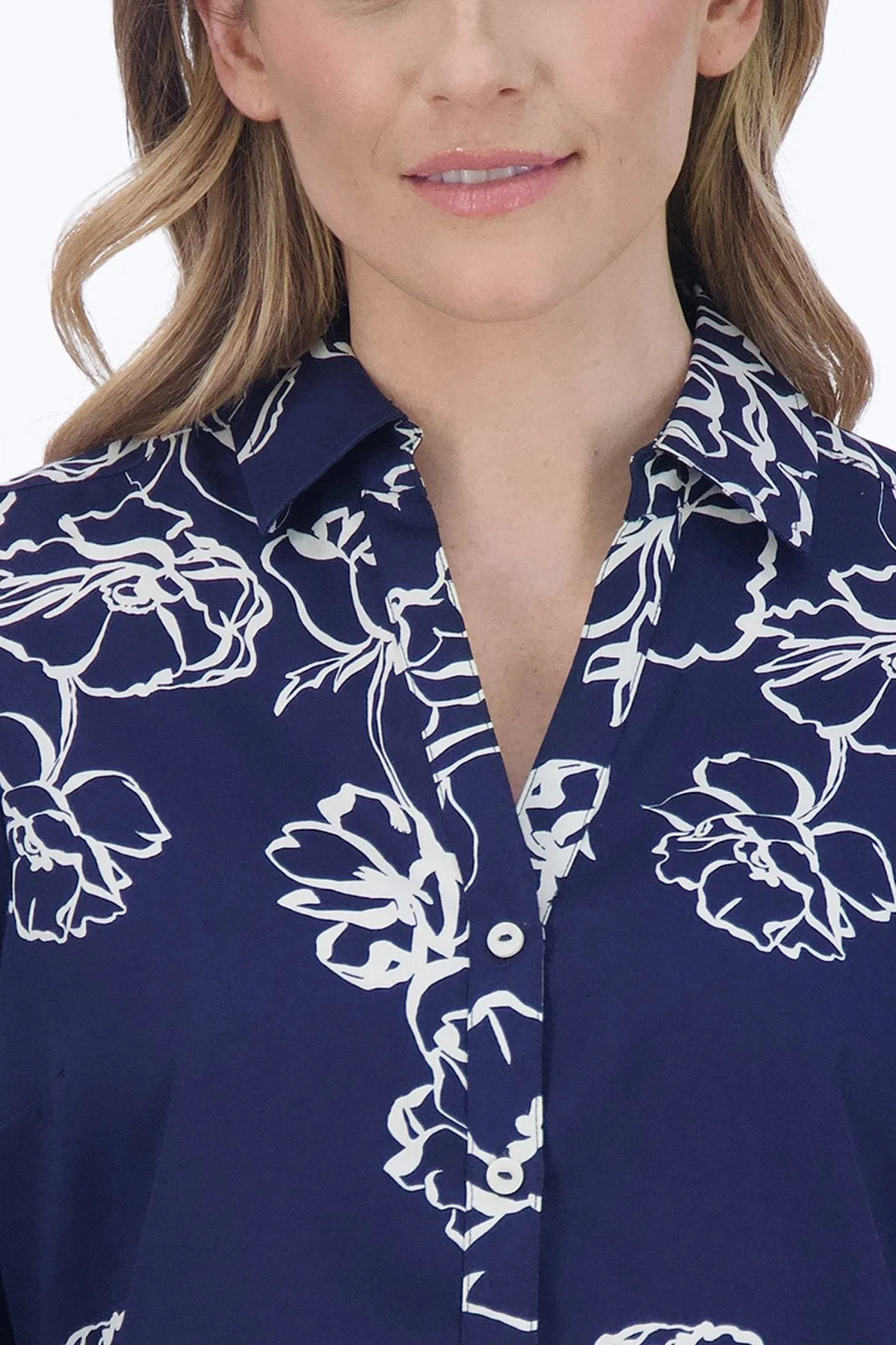 Mary No Iron Drawn Floral Tunic