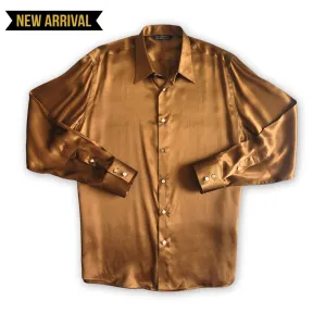 Men's Caramel Brown Silk Shirt