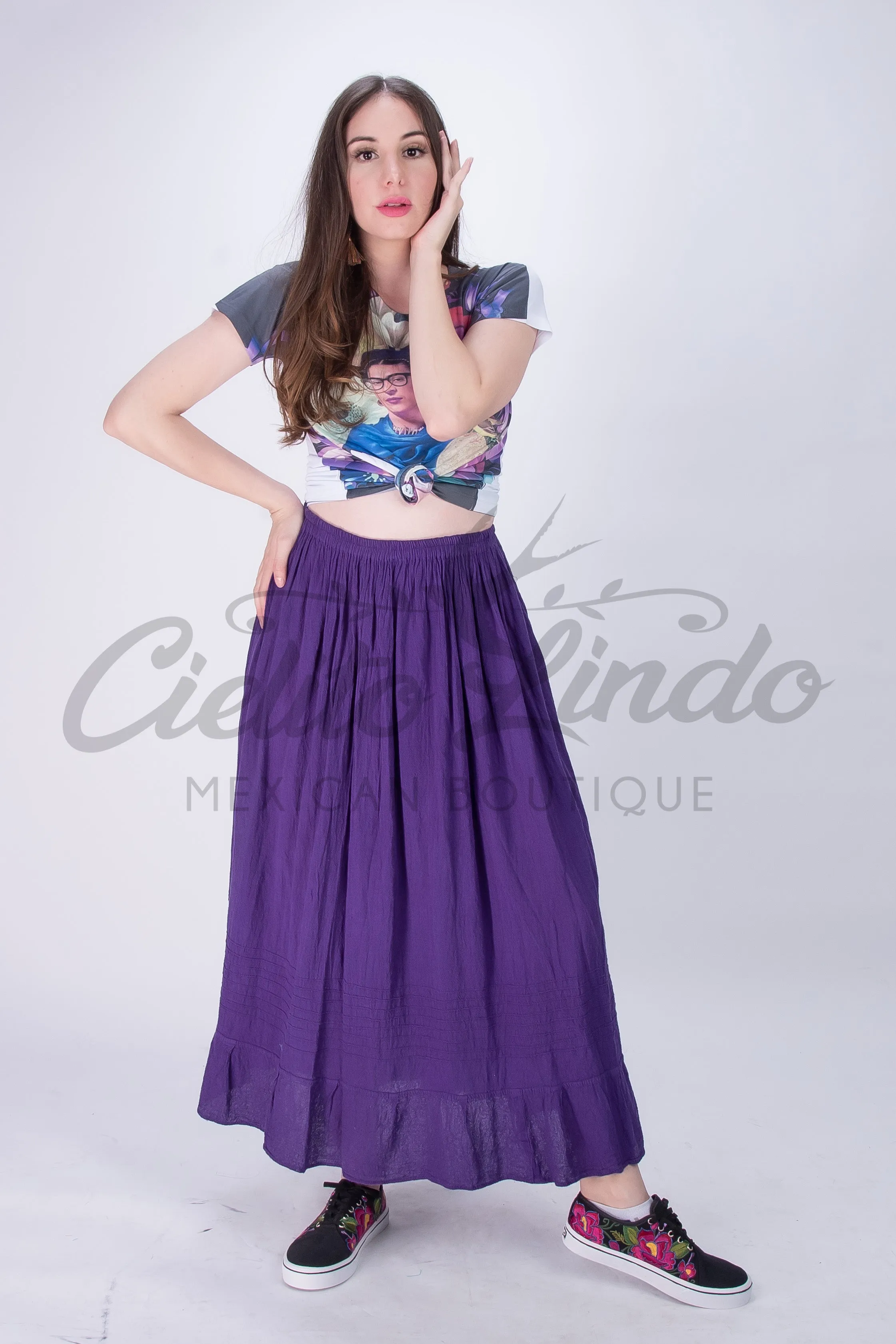 Mexican Long Skirt Purple