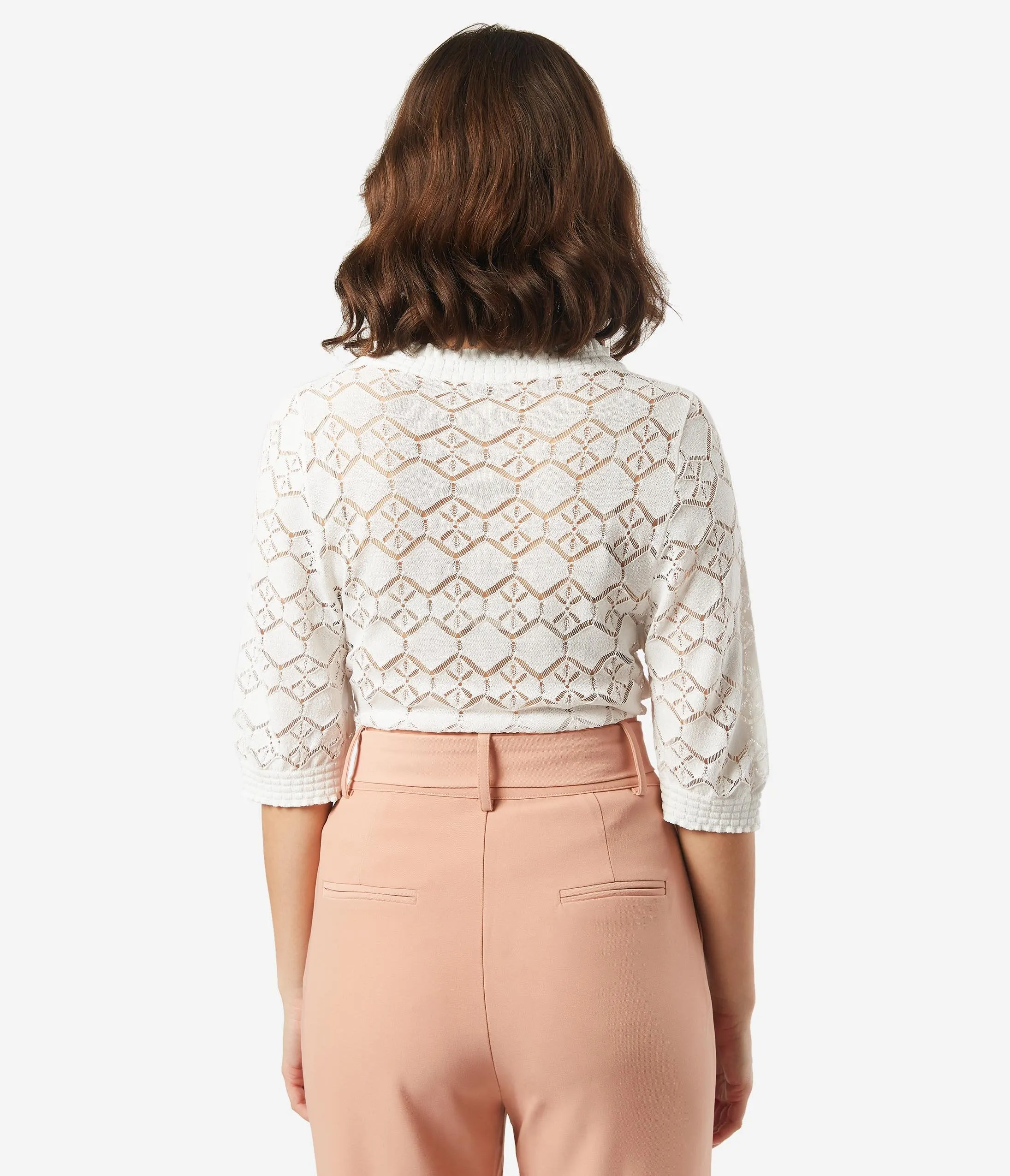 Stylish Off-White Crochet Lace Blouse