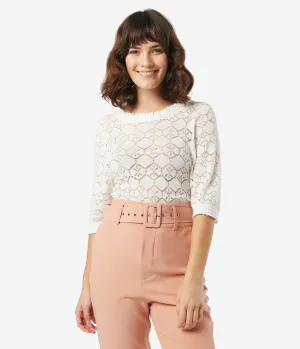 Stylish Off-White Crochet Lace Blouse