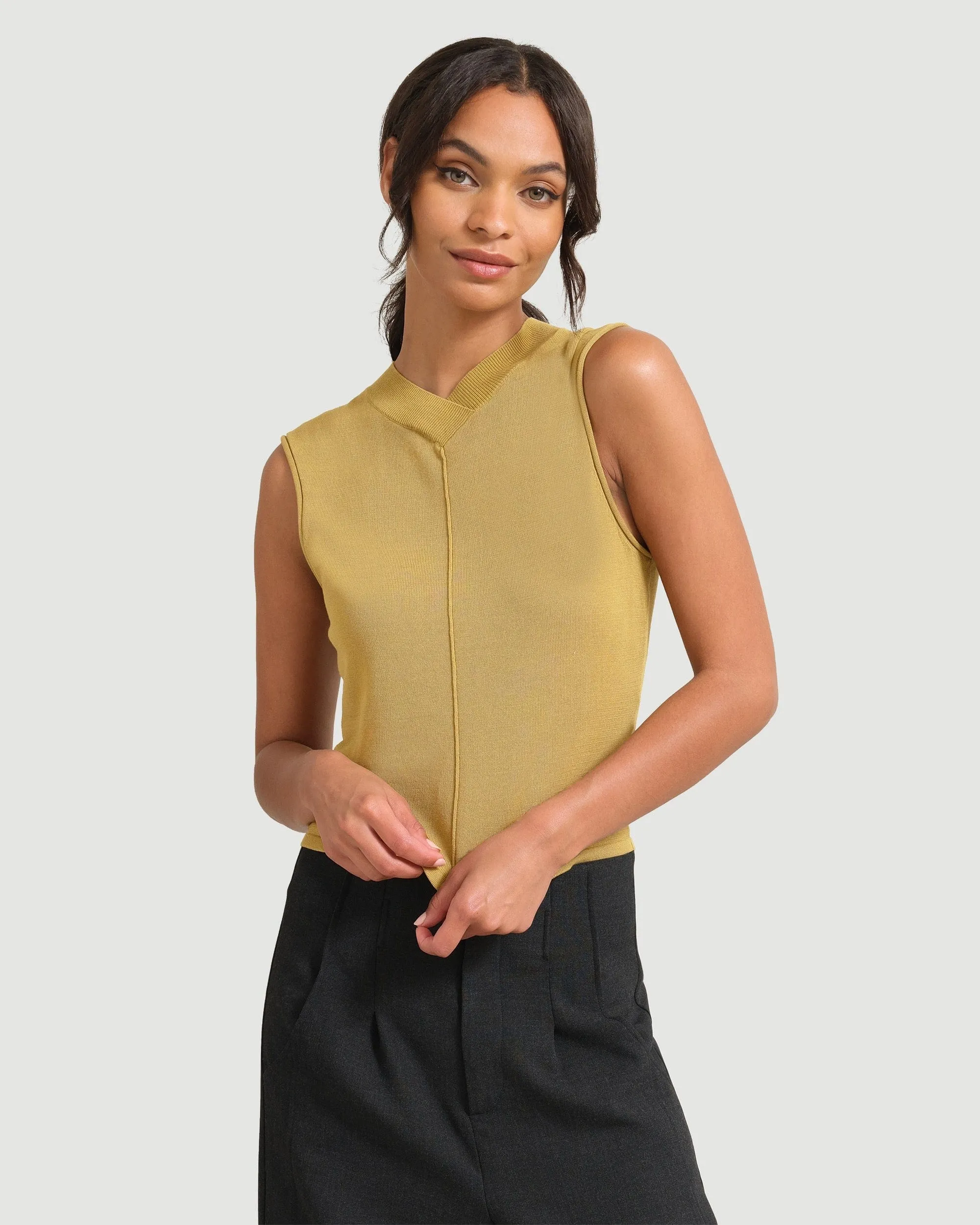 Priya V-Neck Cropped Sweater Tank