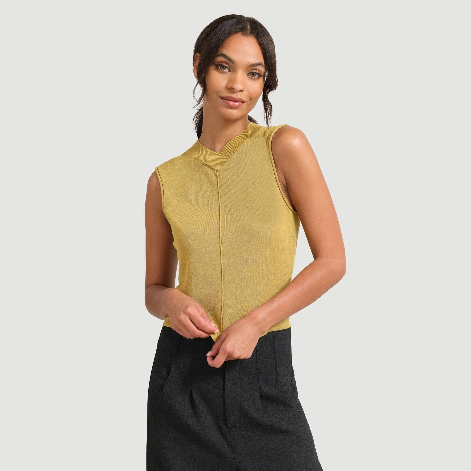 Priya V-Neck Cropped Sweater Tank