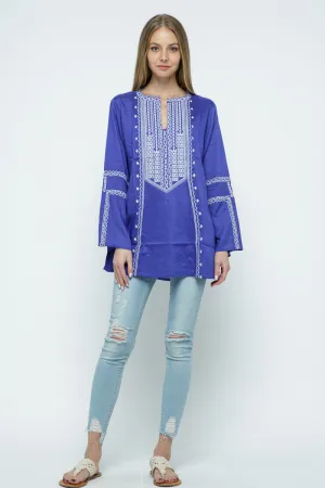 RAJ ALI EMBROIDERED TUNIC - IRIS