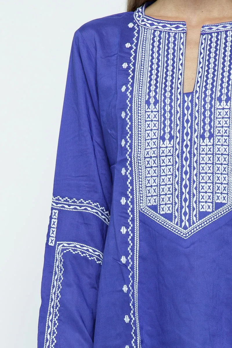 RAJ ALI EMBROIDERED TUNIC - IRIS