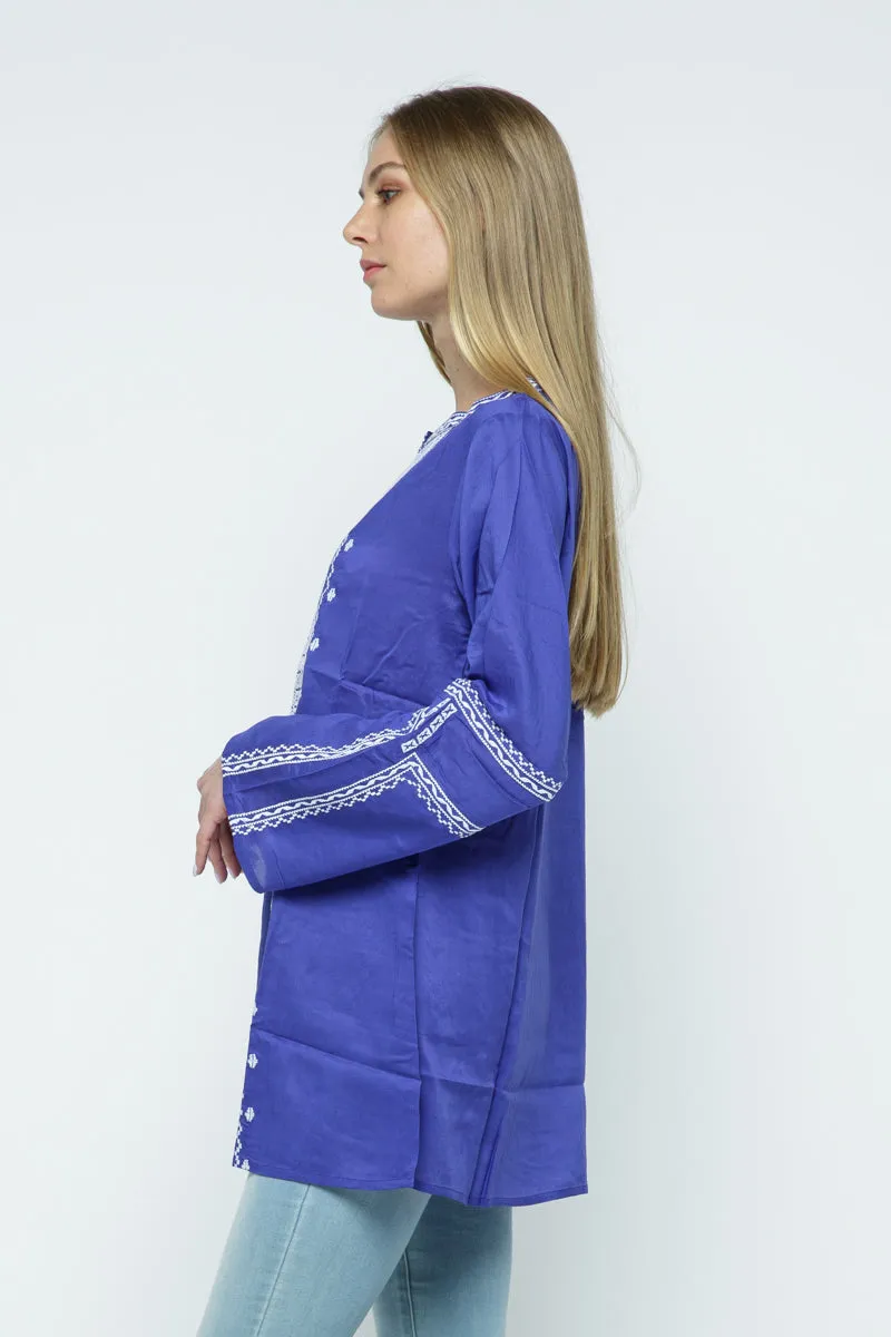 RAJ ALI EMBROIDERED TUNIC - IRIS