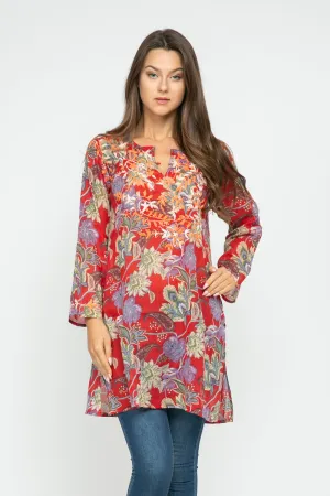 RAJ CARLYLE RED/MULTI PRINTED EMBROIDERED TUNIC