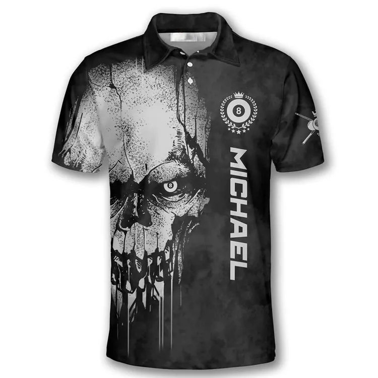 Skull Smoke Custom Billiard Shirts for Men, Custom Billiard Shirts for Team, Billiard Polo Shirts