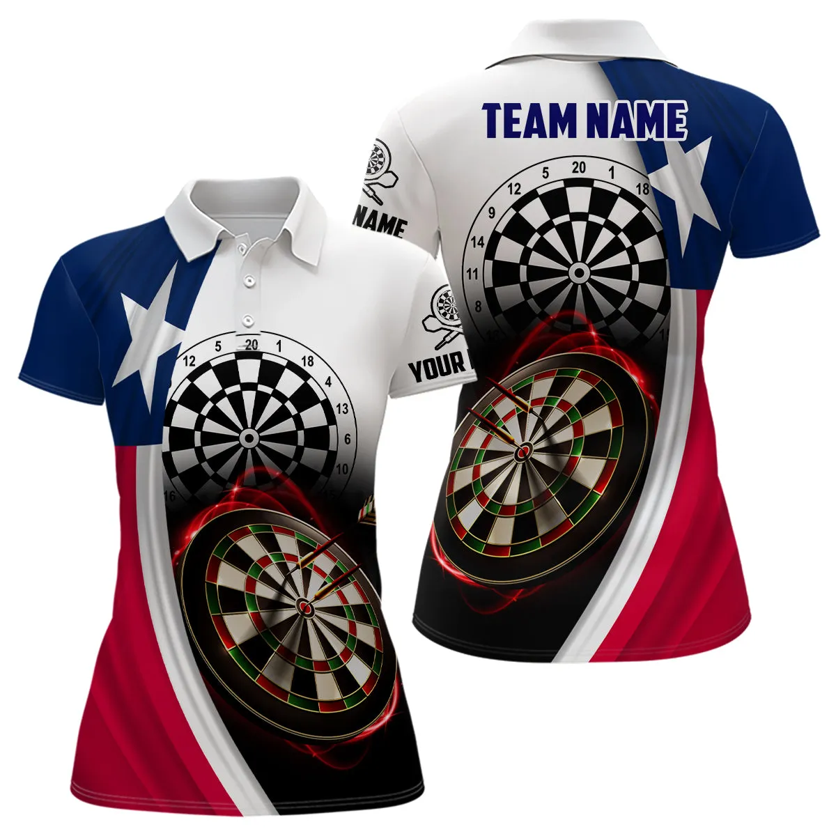 Texas Flag Grunge Dart Polo Shirts Custom Patriotic Dart Shirts For Women