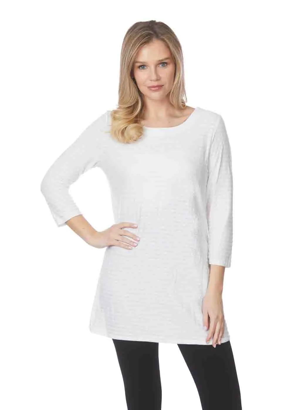 Tianello Fontaine Knit Jersey Jacquard Mara Tunic-White