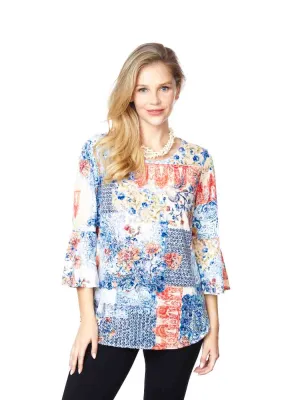 Tianello print "Scarlet" Cotton Knit Burnout "Trey" Tunic