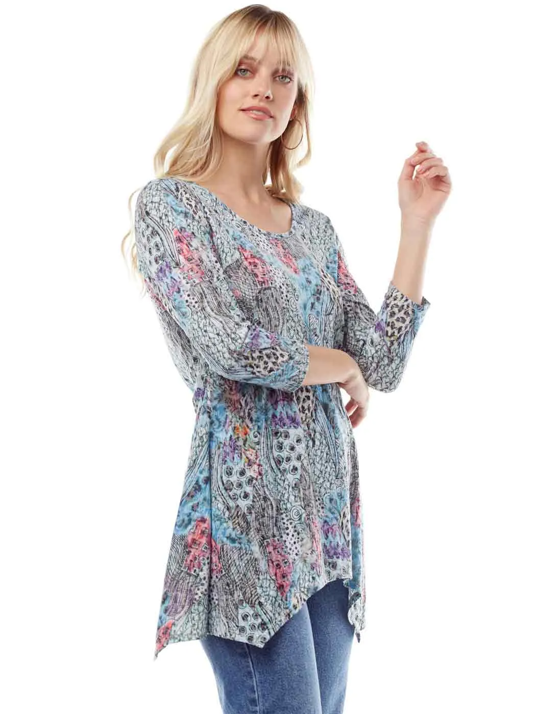 Tianello "HipCat" Print Cotton Burnout Asbury Tunic (Limited Sizes Available)