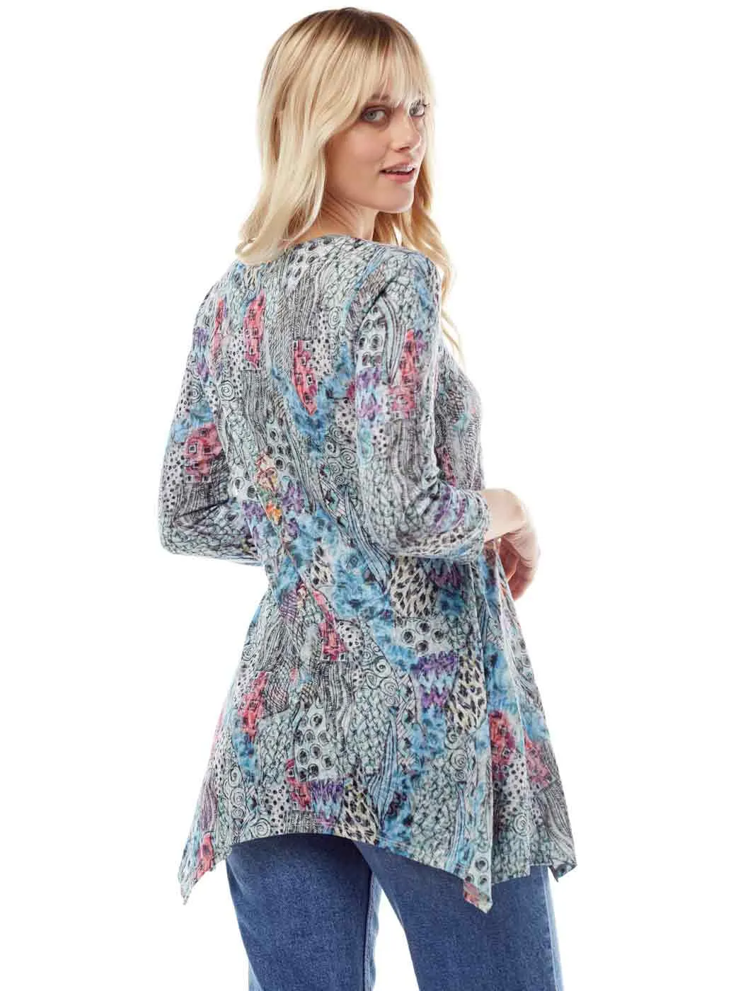 Tianello "HipCat" Print Cotton Burnout Asbury Tunic (Limited Sizes Available)