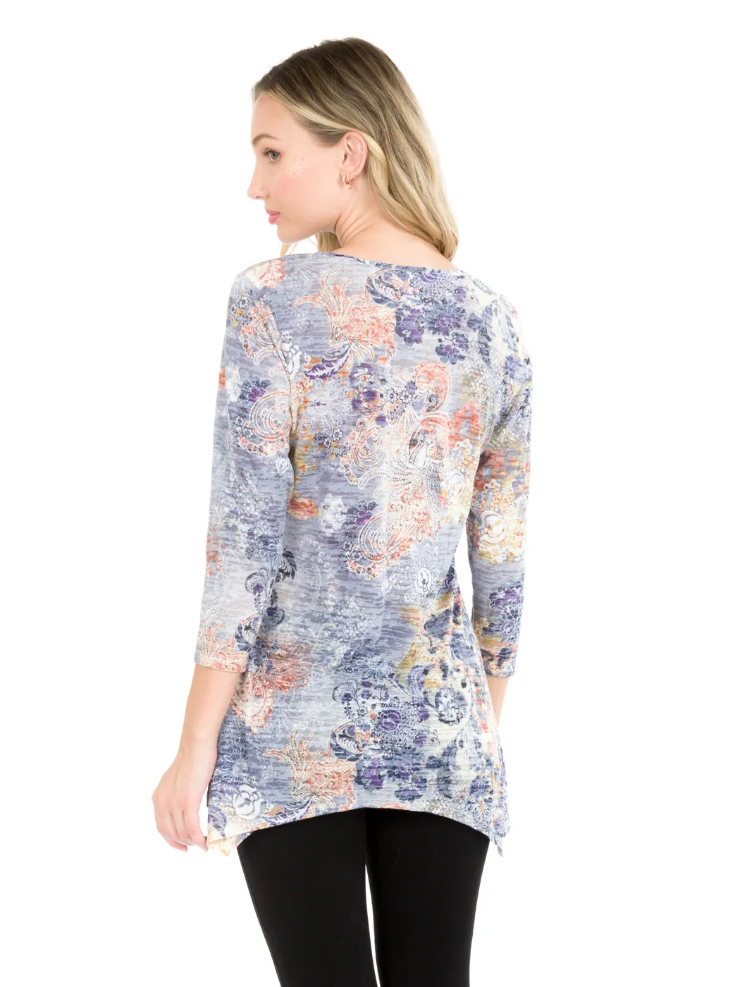 Tianello "Lenciaga" Print Cotton Burnout Asbury Tunic