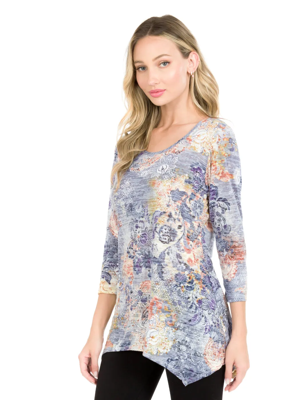 Tianello "Lenciaga" Print Cotton Burnout Asbury Tunic