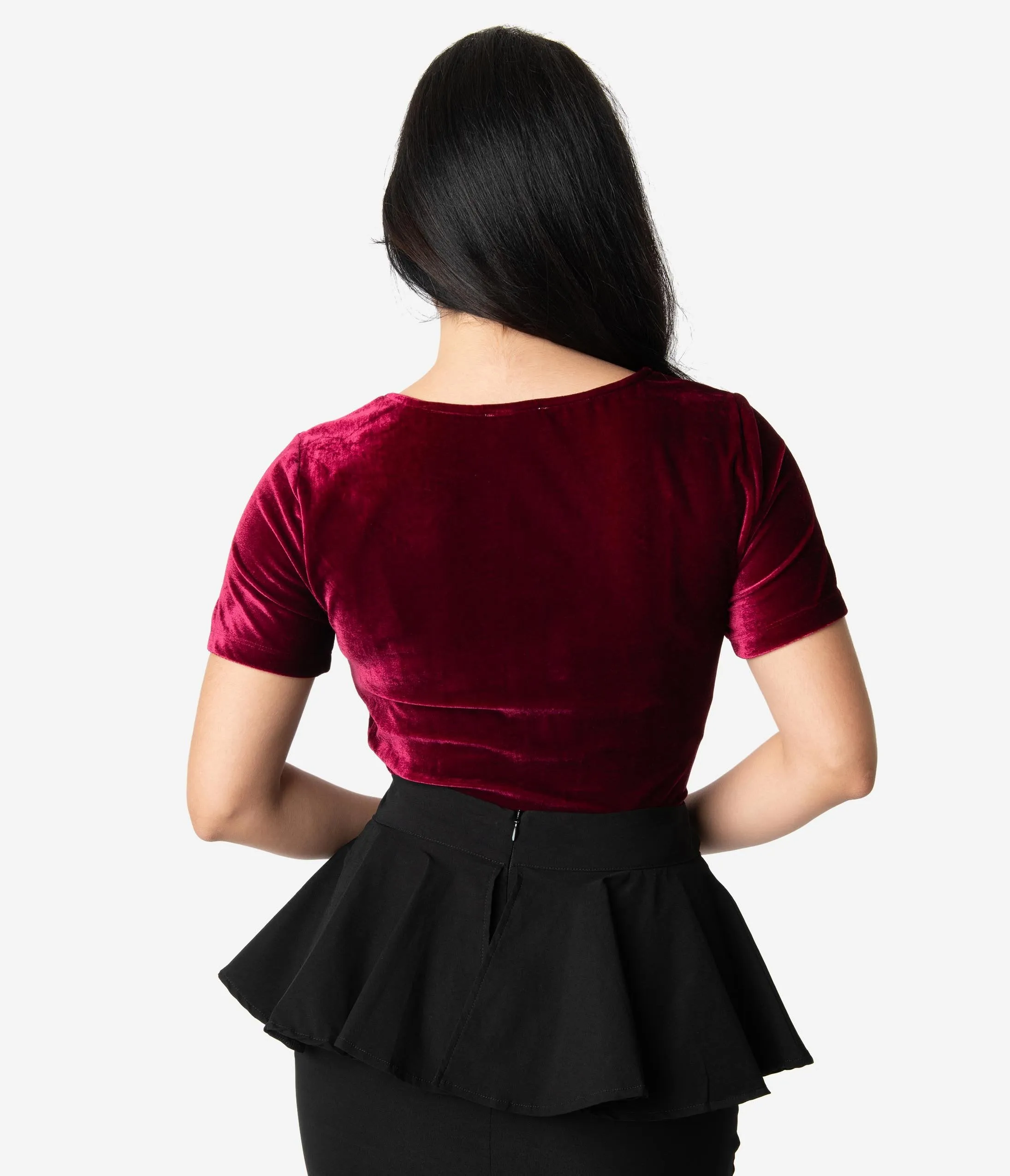 Unique Vintage Burgundy Velvet Sweetheart Ruthie Top