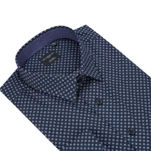 Upgrade Your Wardrobe with one of our Hidden Button-Down Collar Navy Polkadot Shirts