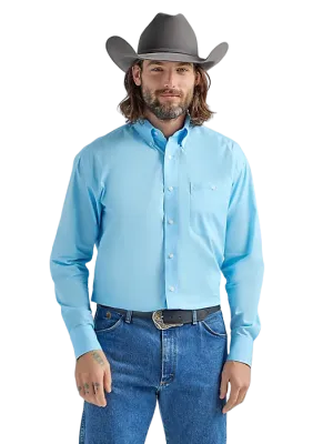 Wrangler Men's George Strait Solid In Baby Blue Shirt