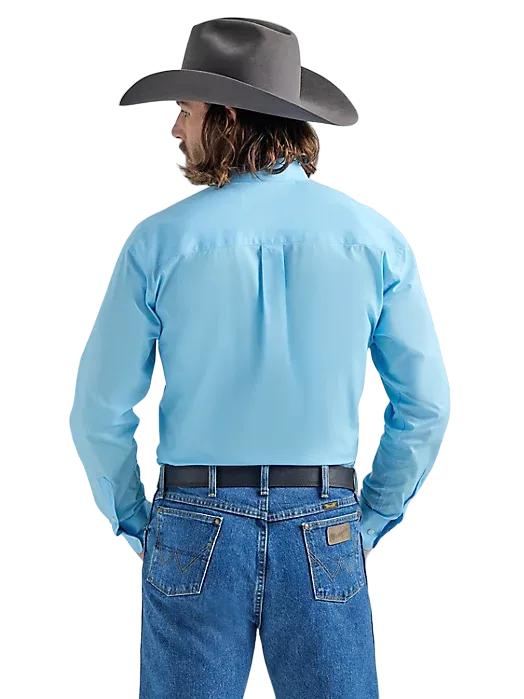 Wrangler Men's George Strait Solid In Baby Blue Shirt