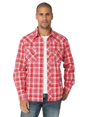 Wrangler Men's Retro Sawtooth Pocket Red Shirt - Big