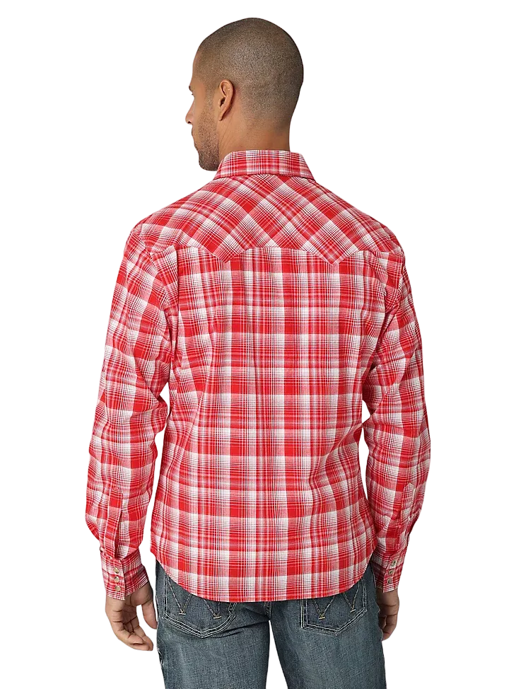 Wrangler Men's Retro Sawtooth Pocket Red Shirt - Big