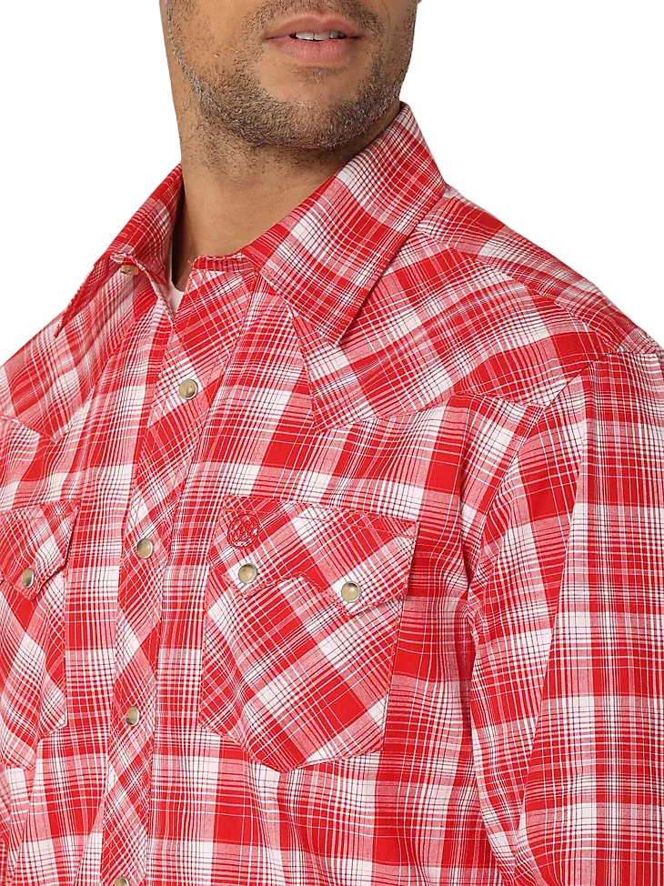 Wrangler Men's Retro Sawtooth Pocket Red Shirt - Big