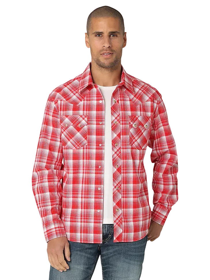 Wrangler Men's Retro Sawtooth Pocket Red Shirt - Big