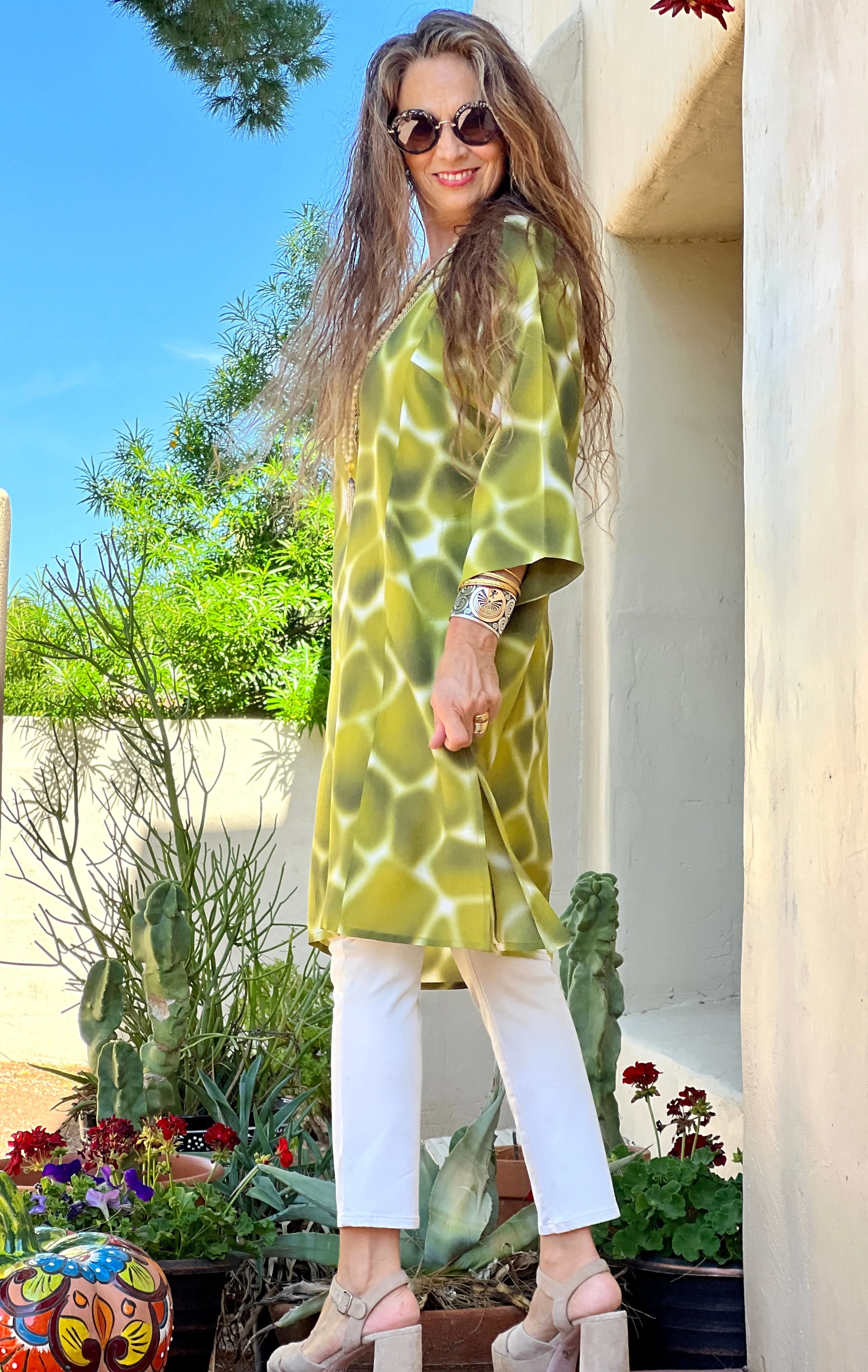 Zirafa Oliva Italian Silk Tunic